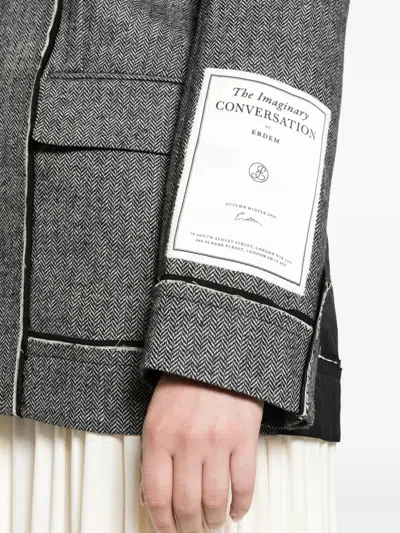 Erdem Herringbone Blazer In Gray