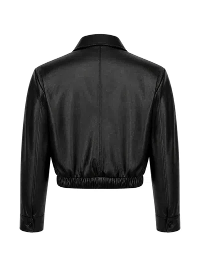 Agolde Leather Bomber Jacket In Black