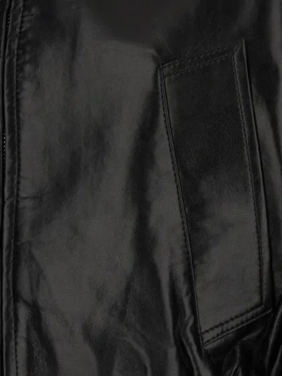 Agolde Leather Bomber Jacket In Black