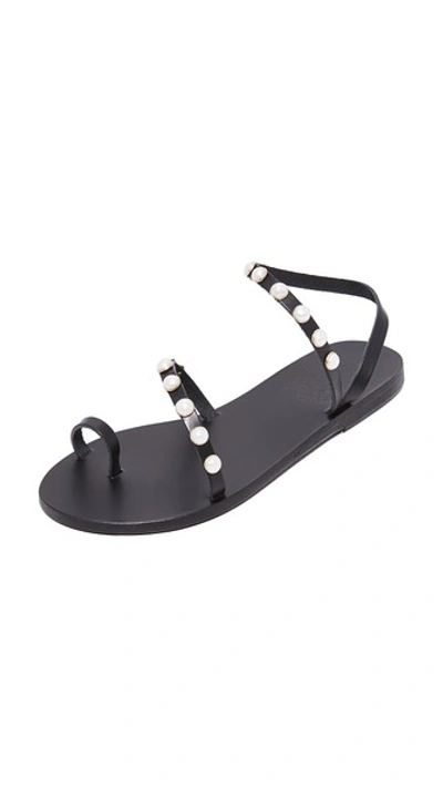 Shop Ancient Greek Sandals Alpi Eleftheria Perals Sandals In Black