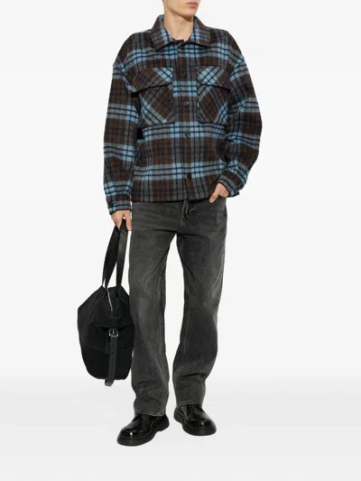 CHECK-PATTERN BUTTON-UP JACKET