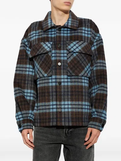 CHECK-PATTERN BUTTON-UP JACKET