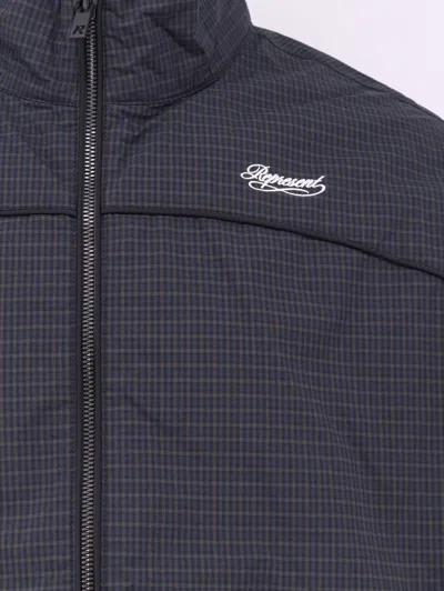 Represent Check-pattern Logo-embroidered Jacket In Orange