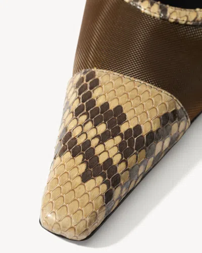Saint Laurent Jema Slingback Pumps In Mesh And Python In Brown