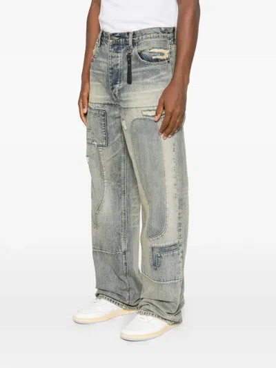 Dagger Mended-patchwork Jeans In Gray