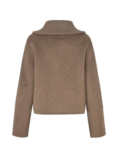 Samsoe & Samsoe Samsoe Samsoe Zip-front Cropped Jacket With Oversized Collar In Neutral