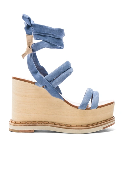 Flamingos Suede Lily Wedges In Blue, Samba & White