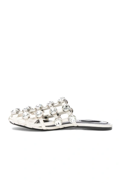 Shop Alexander Wang Jeweled Leather Amelia Slides In White.  In Milk