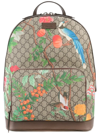 Gucci Tian Print Gg Supreme Backpack