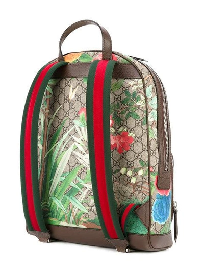 Shop Gucci Tian Print Gg Supreme Backpack