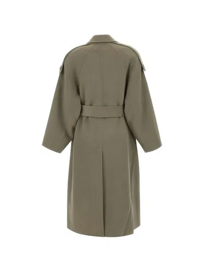 Iro Belted Button-front Coat In Green