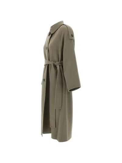 Iro Belted Button-front Coat In Green