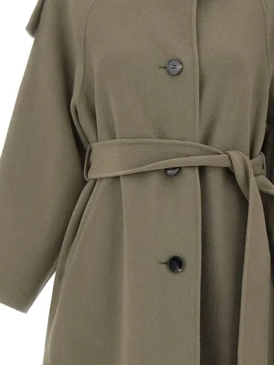 Iro Belted Button-front Coat In Green