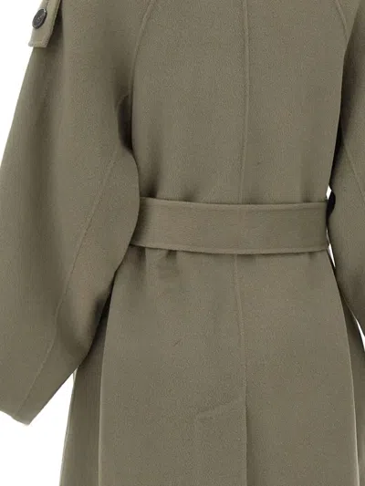 Iro Belted Button-front Coat In Green