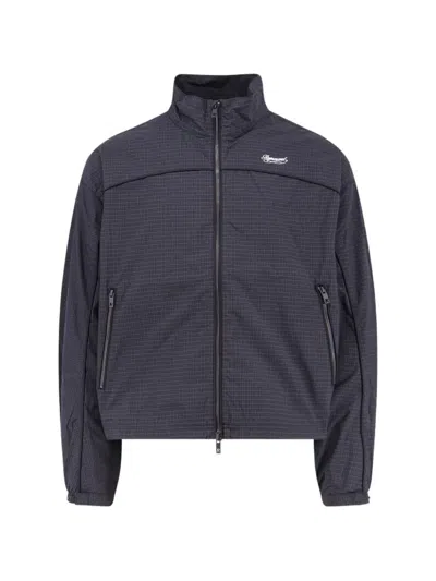CHECK-PATTERN LOGO-EMBROIDERED JACKET