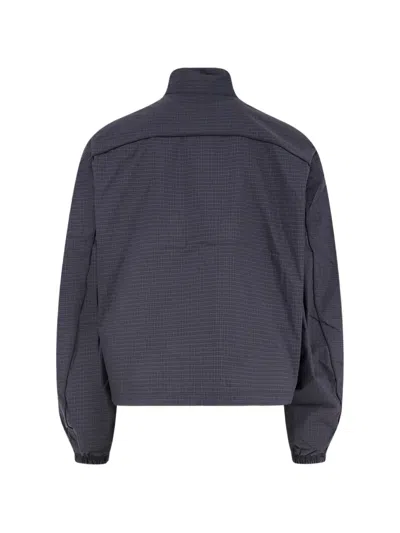 CHECK-PATTERN LOGO-EMBROIDERED JACKET