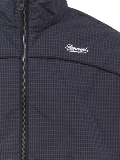 CHECK-PATTERN LOGO-EMBROIDERED JACKET