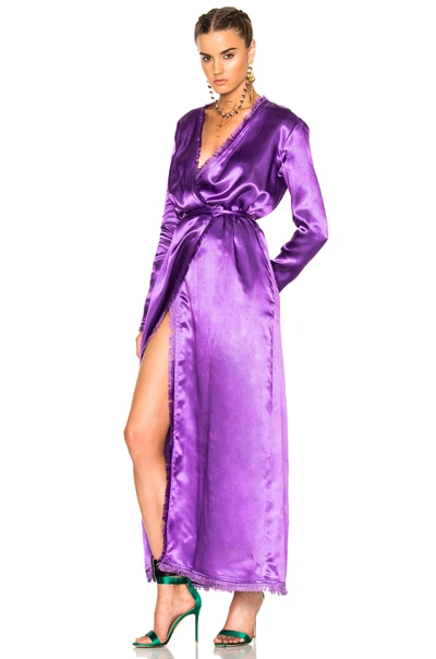 Shop Attico Raquel Satin Dress In Purple