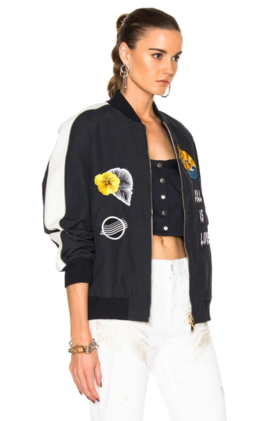 Shop Stella Mccartney Compact Cotton Bomber Jacket In Blue,white