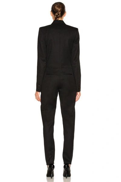 Shop Saint Laurent Satin Lapel Jumpsuit In Black