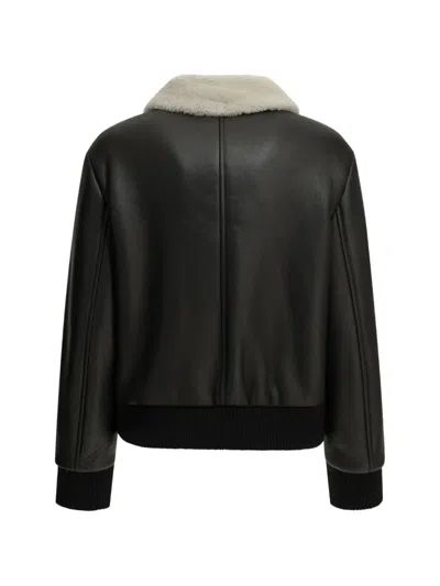 Semper Shearling-collar Leather Coat In Black