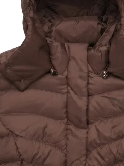 Ea7 Quilted Hooded Jacket In Brown