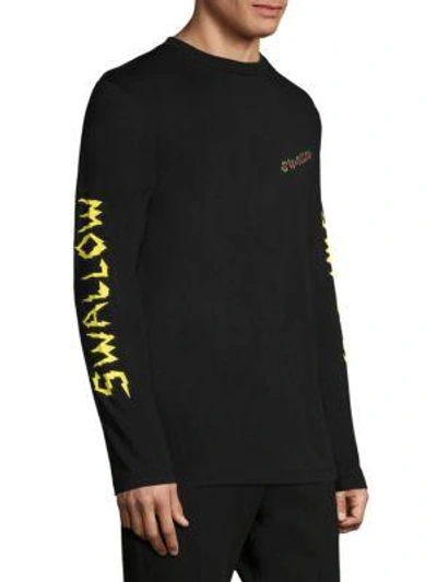 Shop Mcq By Alexander Mcqueen Swallow-print Long Sleeve Tee In Black