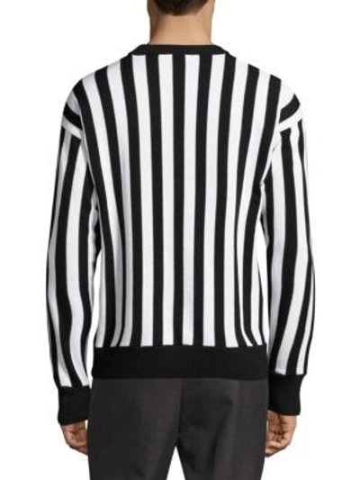 Shop Ami Alexandre Mattiussi Striped Cotton & Wool Sweatshirt In Black-white