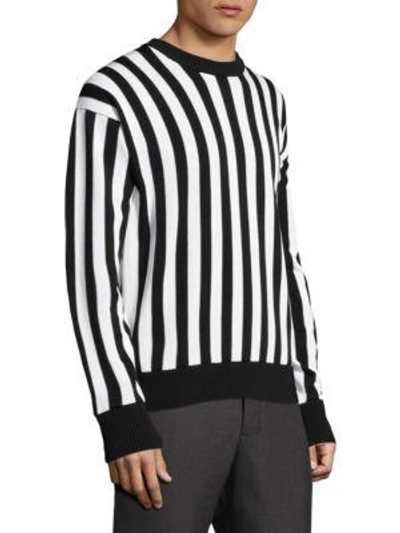 Shop Ami Alexandre Mattiussi Striped Cotton & Wool Sweatshirt In Black-white