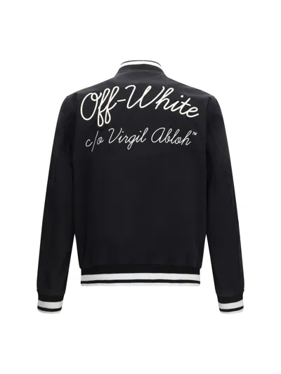 Off-white Script Cotgab Souvenir Varsity Jacket In Black