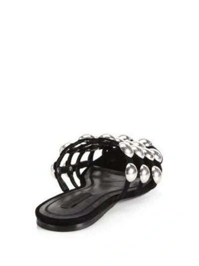 Shop Alexander Wang Amelia Studded Suede Slide Sandals In Black