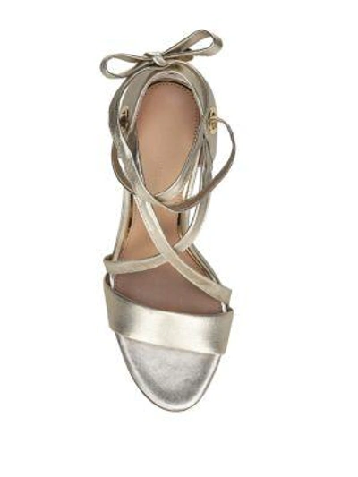 Shop Diane Von Furstenberg Calabar Lace-up Metallic Leather Block-heel Sandals In Gold
