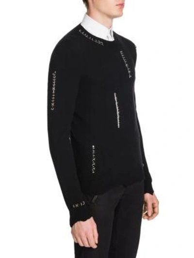 Shop Alexander Mcqueen Distressed Wool & Cashmere Sweater In Black