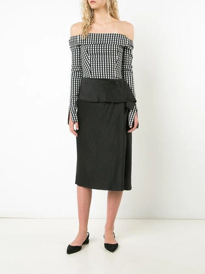 Shop Issey Miyake Draped Detail Pleated Skirt In Black