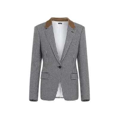 Tom Ford Houndstooth Single Breasted Tailored Jacket In Black