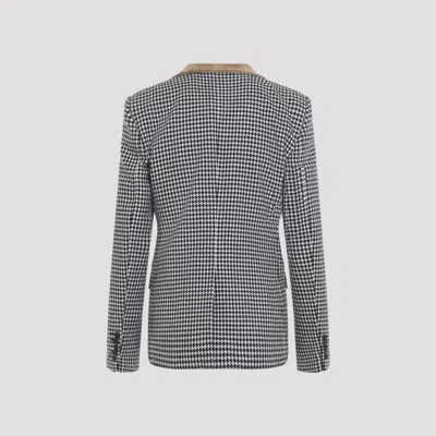 Tom Ford Houndstooth Single Breasted Tailored Jacket In Black