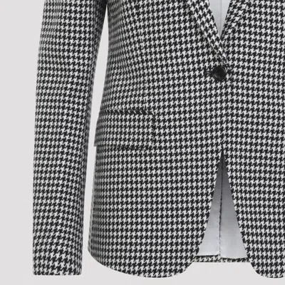 Tom Ford Houndstooth Single Breasted Tailored Jacket In Black