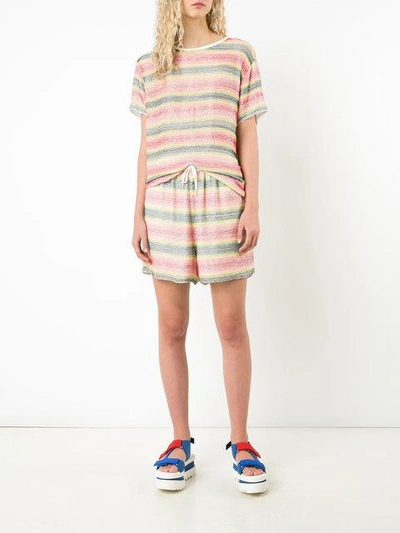 Shop Ashish Beaded Striped Shorts In Multicolour