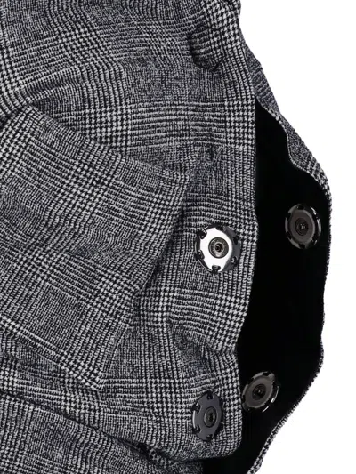 Junya Watanabe Tailored Plaid Jacket With Draped Neckline In Gray