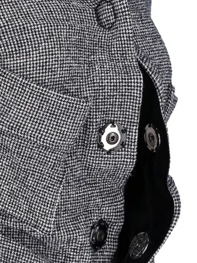Junya Watanabe Tailored Plaid Jacket With Draped Neckline In Grau
