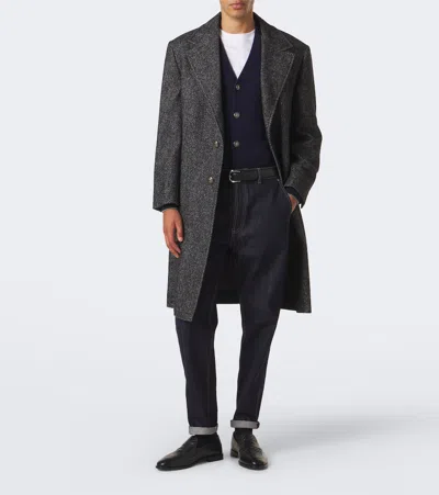 Brunello Cucinelli Herringbone Wool And Alpaca-blend Coat In Multi