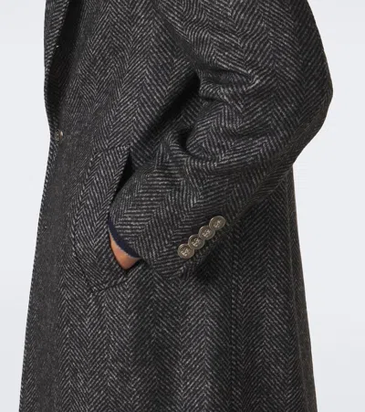Brunello Cucinelli Herringbone Wool And Alpaca-blend Coat In Multi