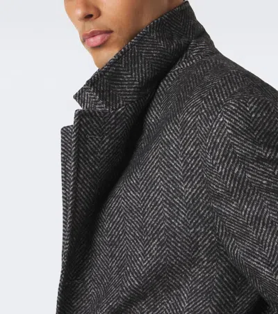 Brunello Cucinelli Herringbone Wool And Alpaca-blend Coat In Multi