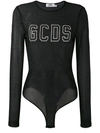 GCDS logo print metallic bodysuit,MACHINEWASH