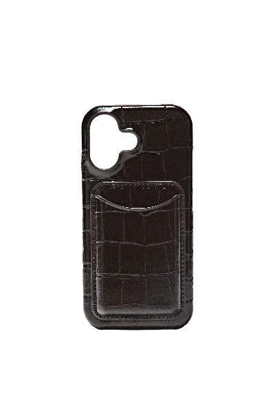 Massimo Dutti Capa Para Iphone 17 Em Pele Napa Com Textura In Castanho