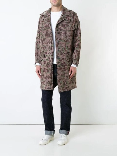 Shop Icons Camouflage Print Coat - Brown