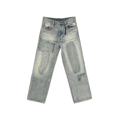 Dagger Mended-patchwork Jeans In Blue