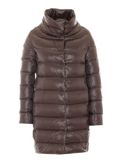 Herno Dora Long Down Jacket In Brown