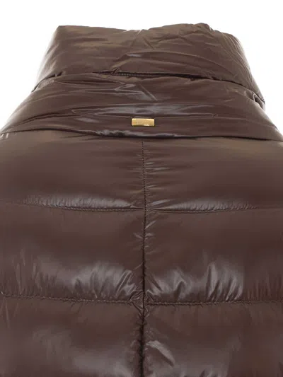 Herno Dora Long Down Jacket In Brown