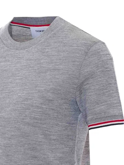 Thom Browne Stripe Logo T-shirt In Blue